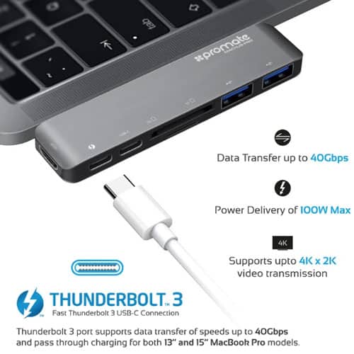 Promate MacHub Speed USB Type-C™ Hub with Thunderbolt 3