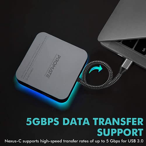 Promate USB C Hub, 6-In-1 Type-C Adapter with 1000Mbps RJ45 Ethernet,