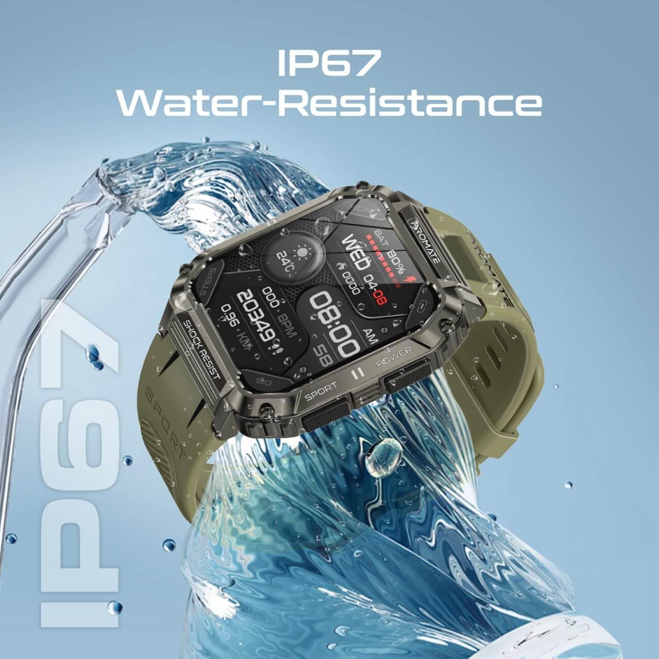 Promate XWatch-S19 Smartwatch With Wireless BT Calling – Green