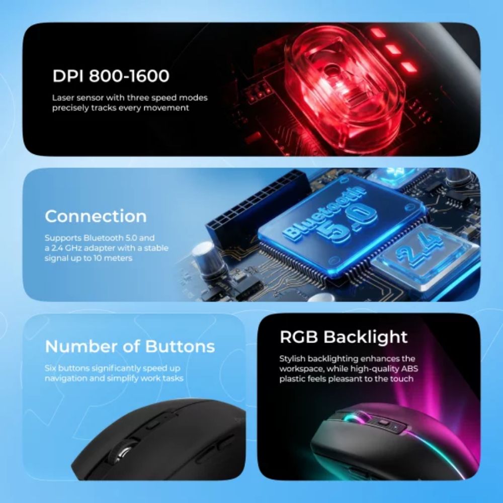 Proove Comet Wireless Mouse (Tri-Mode RGB)