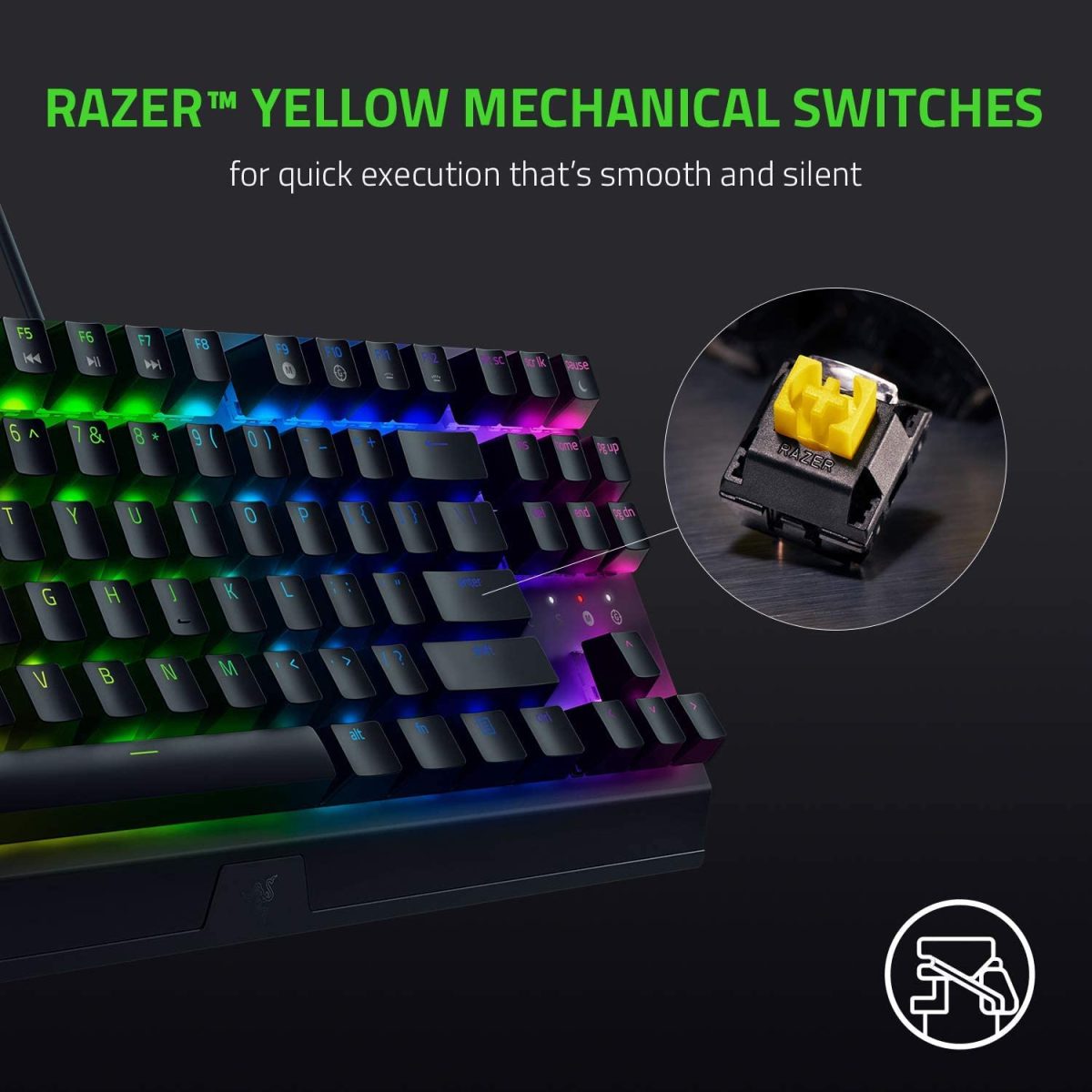 Razer Blackwidow V3 Tenkeyless – Mechanical Gaming Keyboard (Yellow Switch)- Black