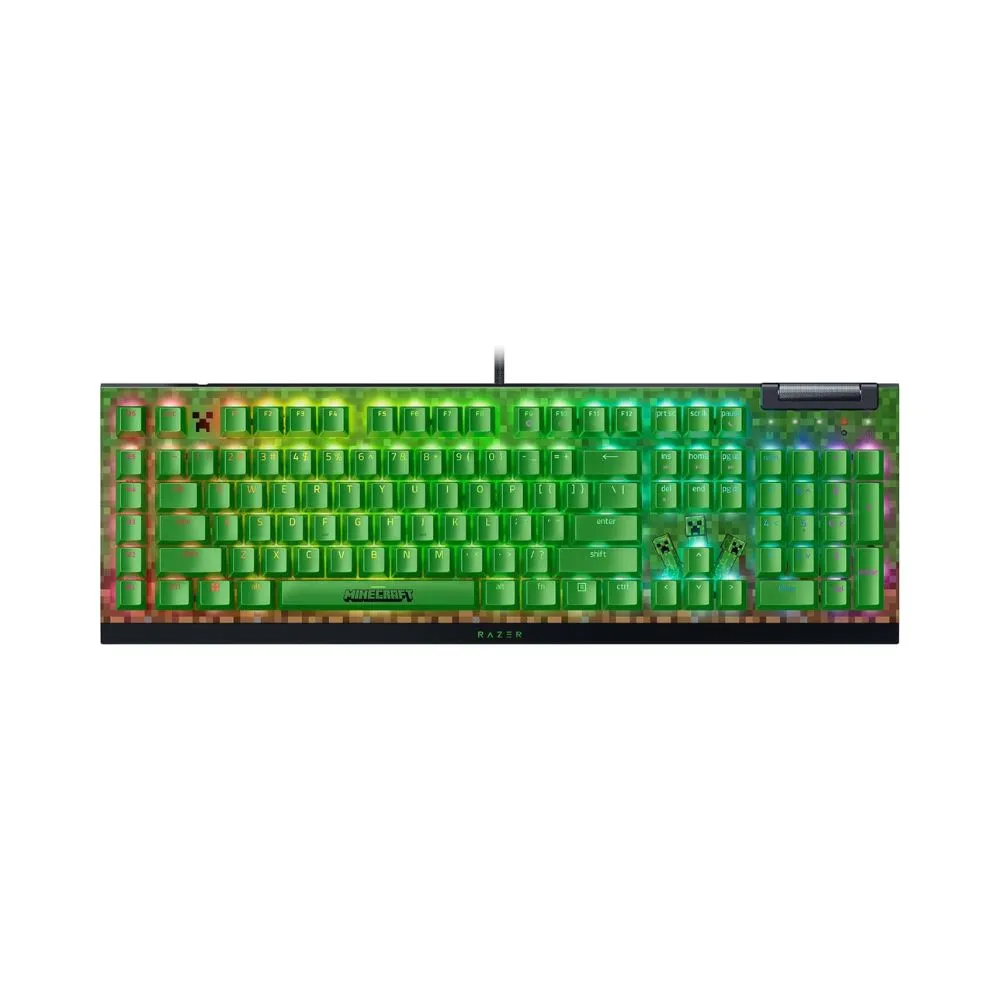 Razer BlackWidow V4 X Full-Size Wired Mechanical Gaming Keyboard – Minecraft Edition (Green Switches, US Layout)