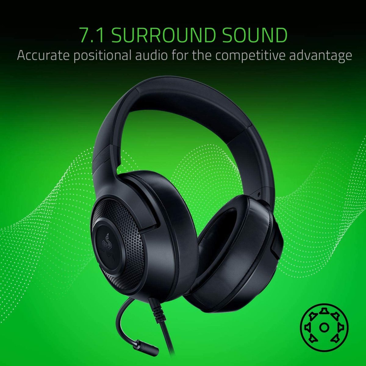 Razer Kraken X Lite Ultralight Gaming Headset: 7.1 Surround Sound – Black