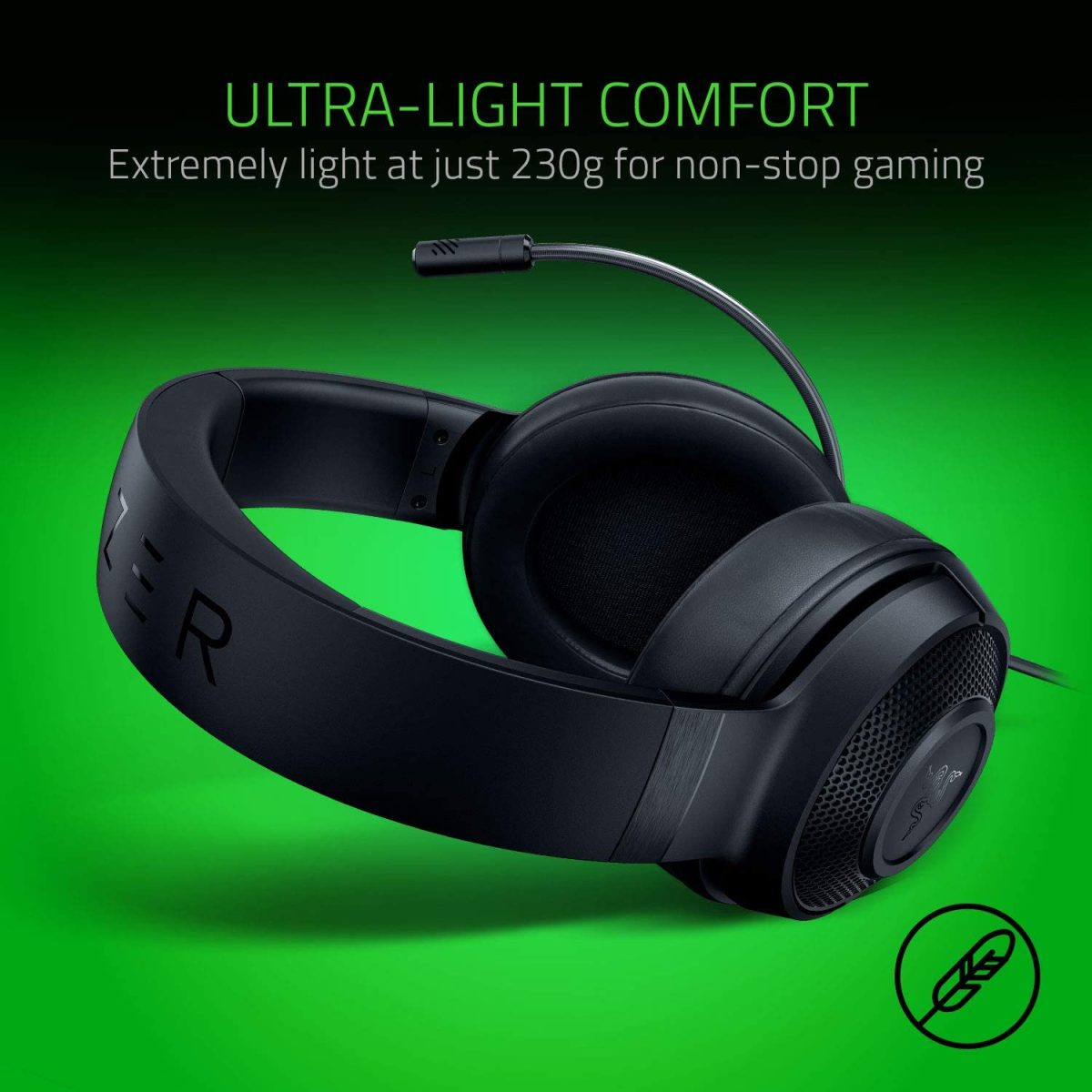 Razer Kraken X Lite Ultralight Gaming Headset: 7.1 Surround Sound – Black