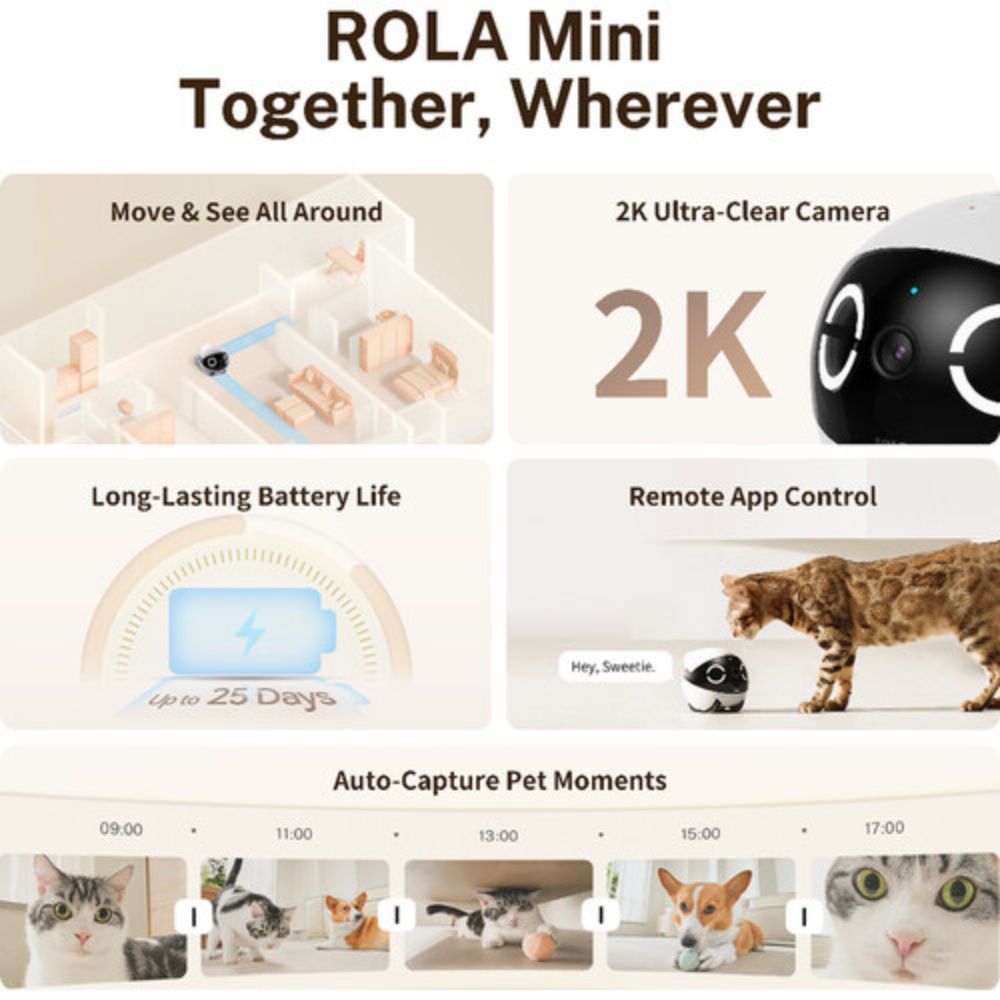 EnaBot ROLA Mini Companion Robot – 2K Camera
