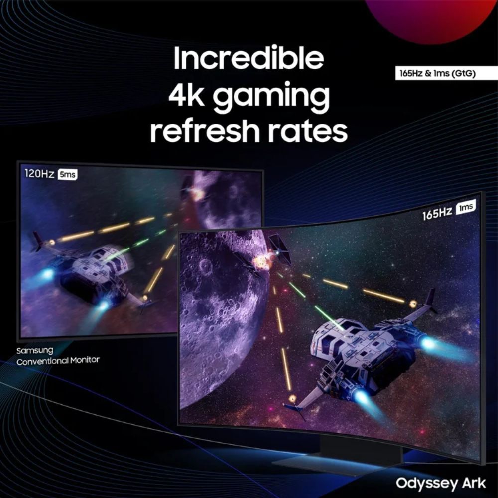 SAMSUNG Odyssey Ark 2nd Gen 55″ 4K UHD 1000R Curved Monitor 165Hz (OB) – LS55CG970NUXEN