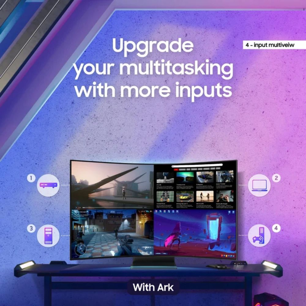 SAMSUNG Odyssey Ark 2nd Gen 55″ 4K UHD 1000R Curved Monitor 165Hz (OB) – LS55CG970NUXEN