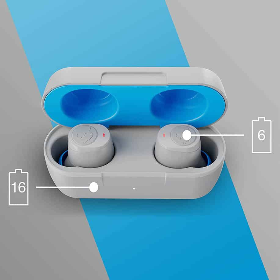 Skullcandy Jib True Wireless in-Ear Earbuds – Light Grey/Blue -Black