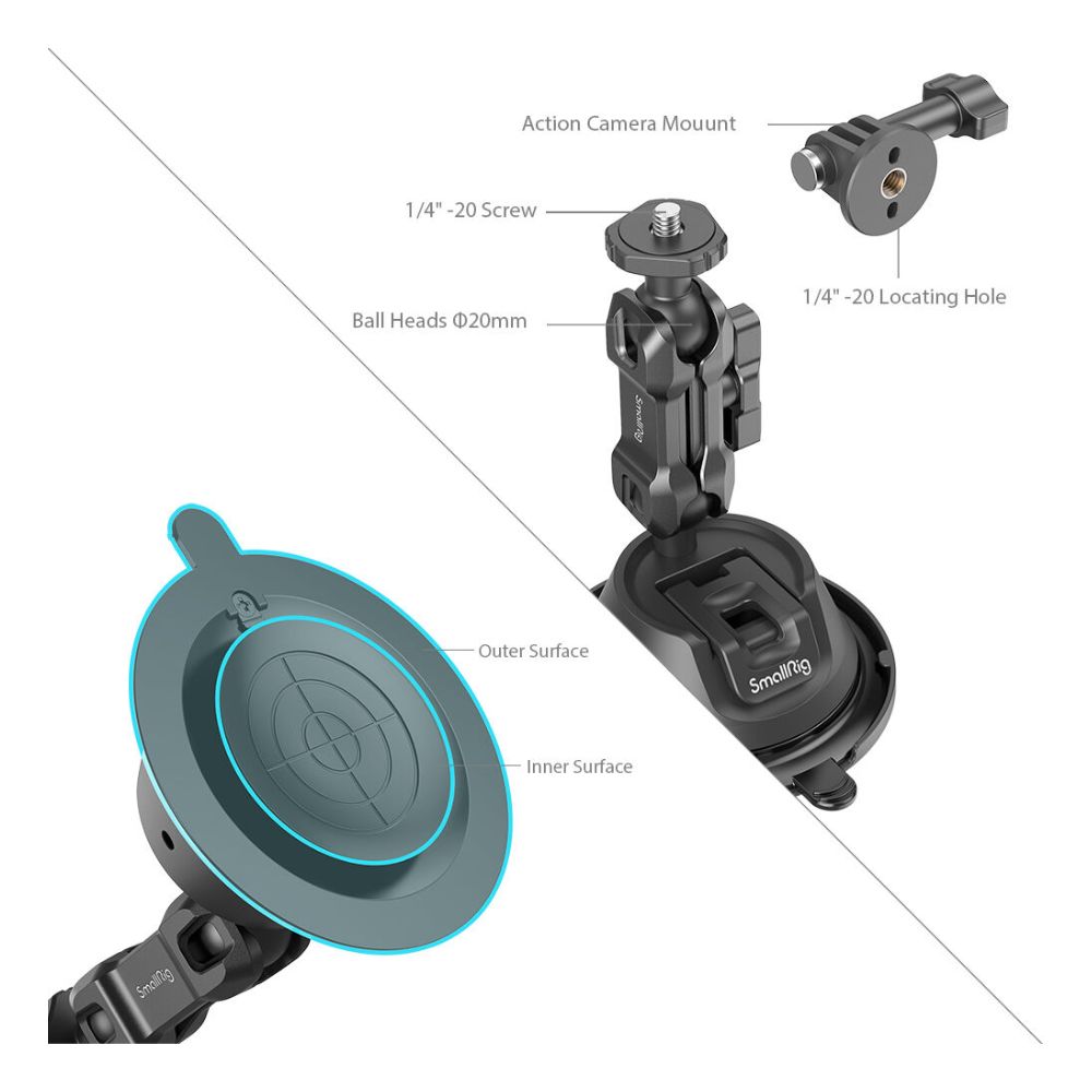 SmallRig SC-1K Portable Suction Cup Mount for Action Cameras