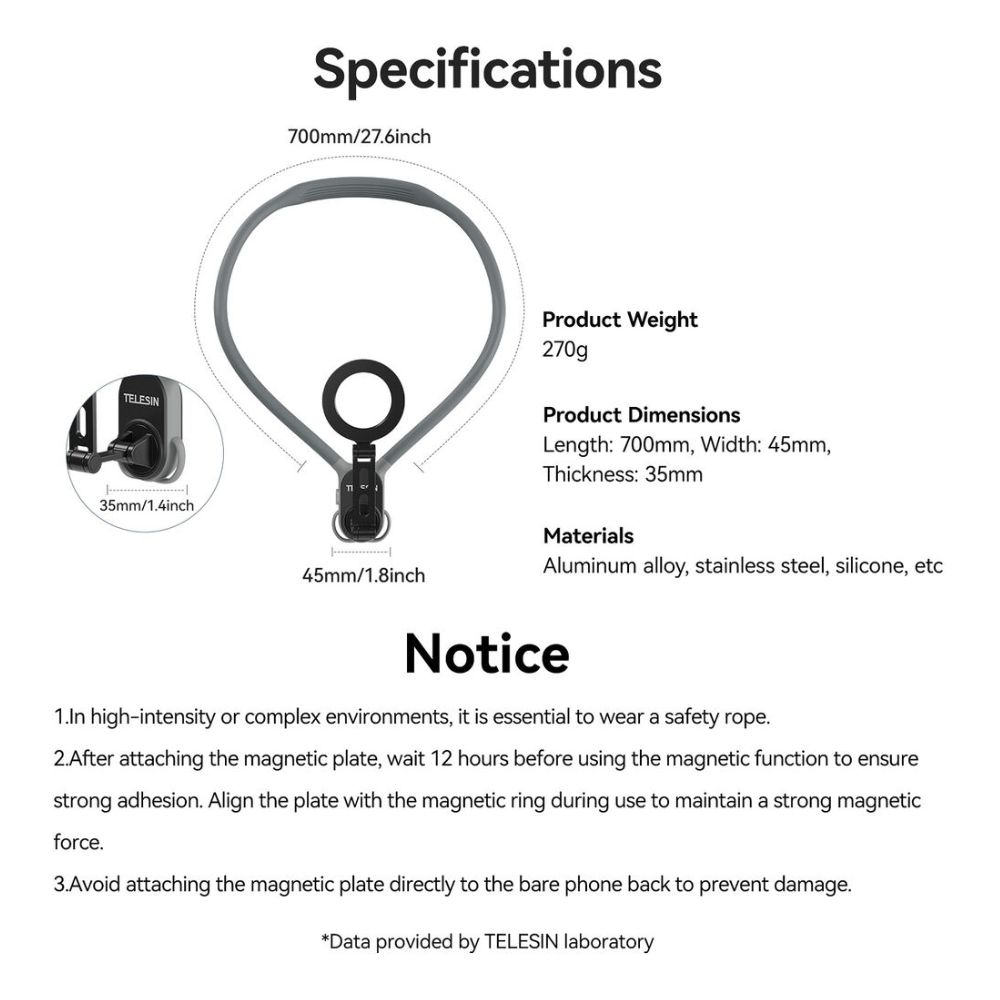 TELESIN Magnetic Smartphone Neck Mount Max
