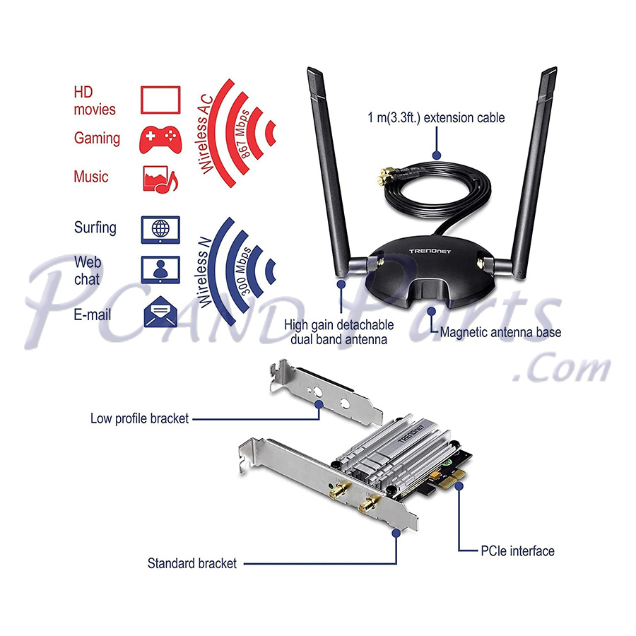 Trendnet AC1200 High Power Wireless Dual Band PCIe Adapter
