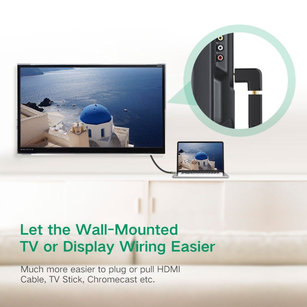 UGREEN 20110 HDMI Female to Female Adapter 90 Degree Up