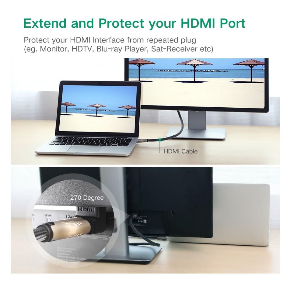 UGREEN 20110 HDMI Female to Female Adapter 90 Degree Up