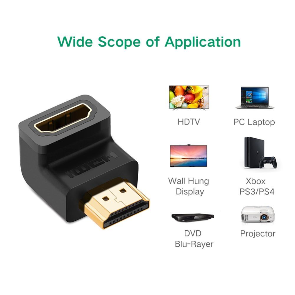 UGREEN 20110 HDMI Female to Female Adapter 90 Degree Up