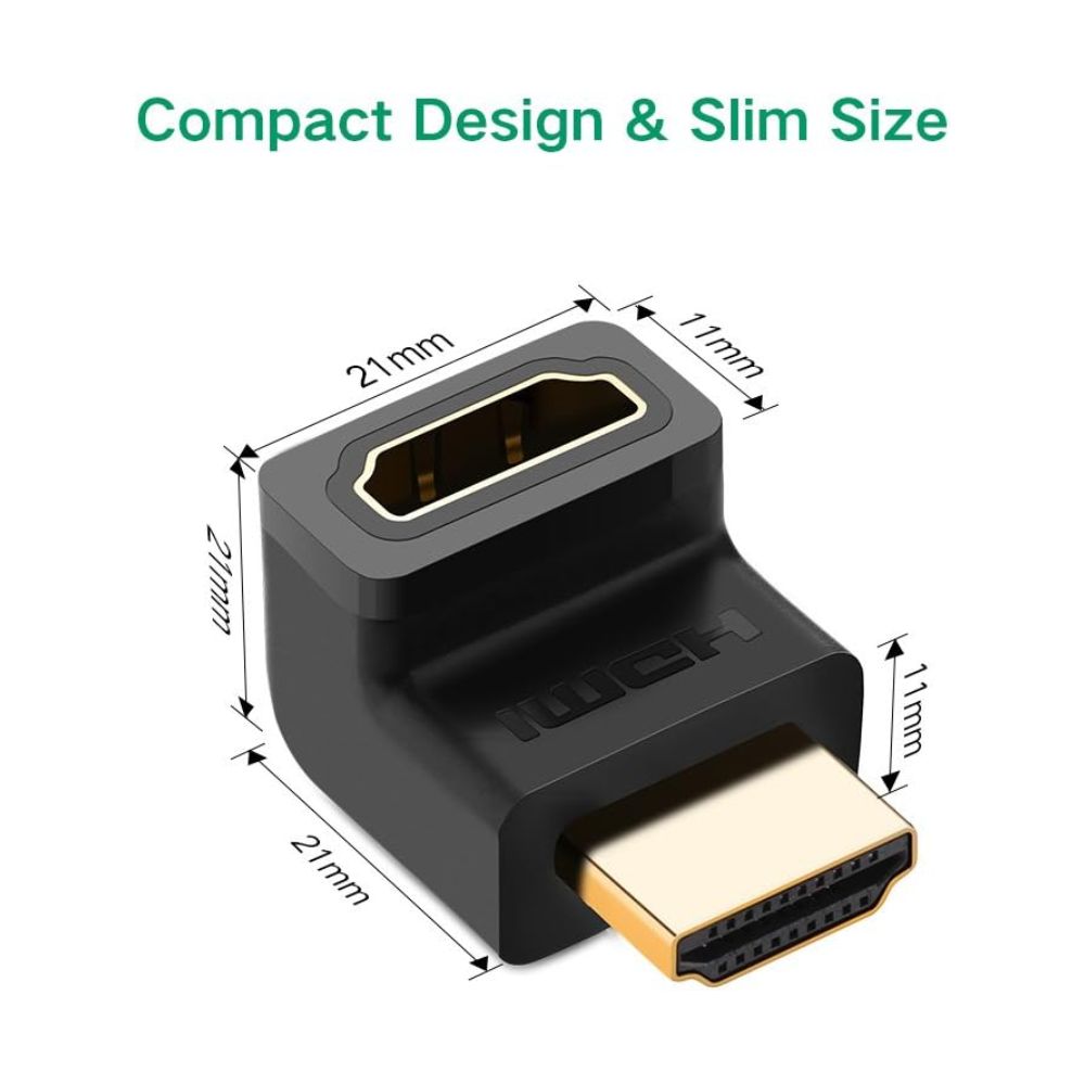UGREEN 20110 HDMI Female to Female Adapter 90 Degree Up
