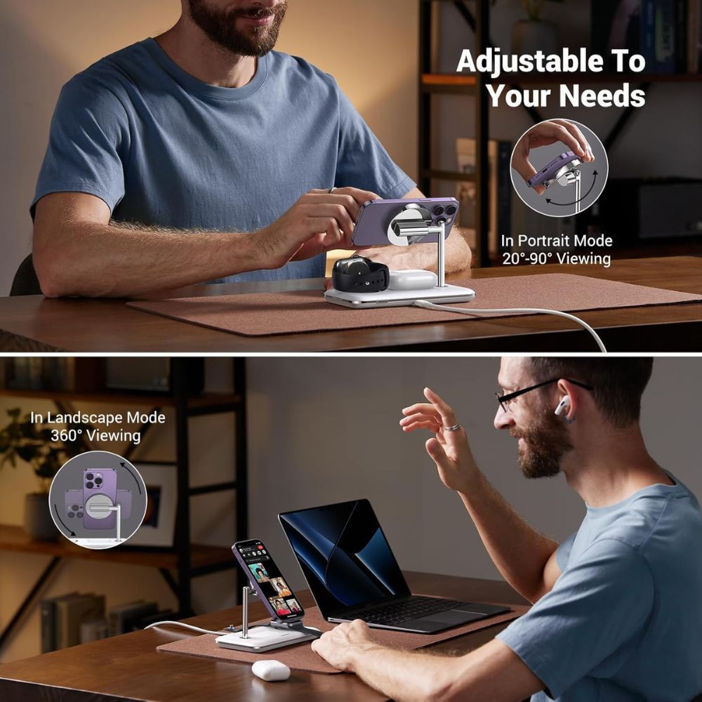 UGREEN 25W 3-In-1 MagSafe Fast Wireless Charging Station Or Magnetic for Apple Watch, iPhone &amp; Air pods