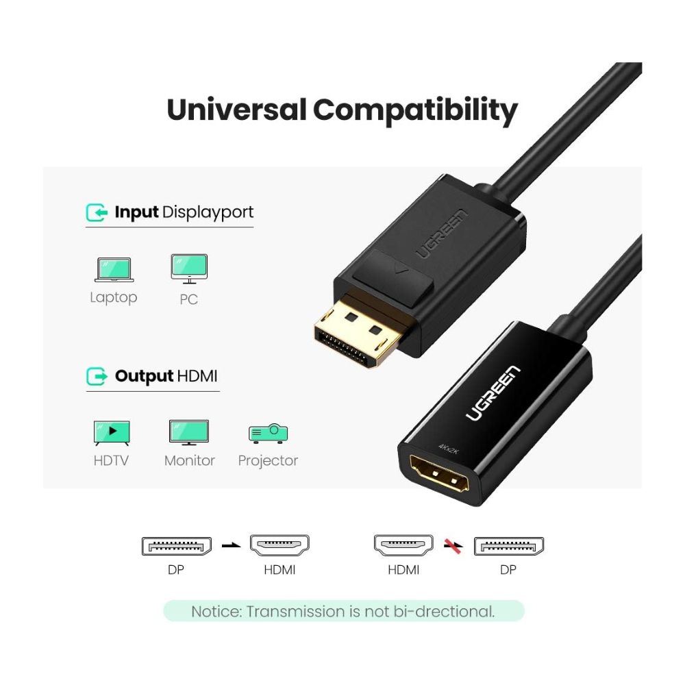 UGREEN 4K Display Port Male to HDMI Female Converter