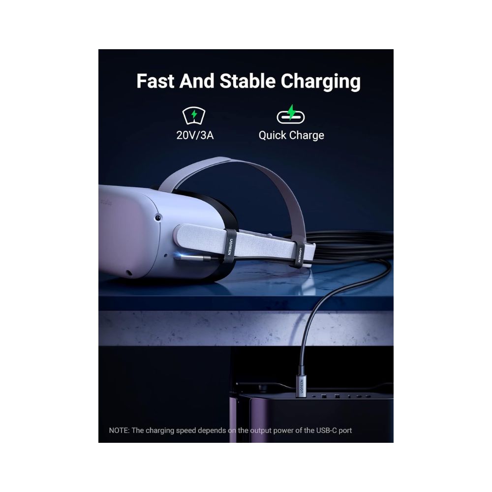 UGREEN Angled USB-C to USB-C VR Link Cable, Compatible with Oculus Quest 2, Pico 4 and PC/Steam VR 5M