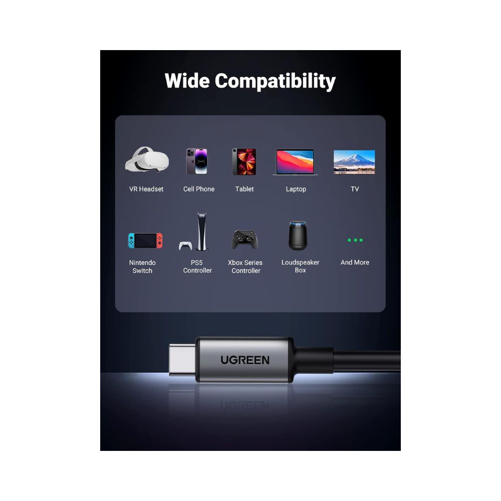 UGREEN Angled USB-C to USB-C VR Link Cable, Compatible with Oculus Quest 2, Pico 4 and PC/Steam VR 5M