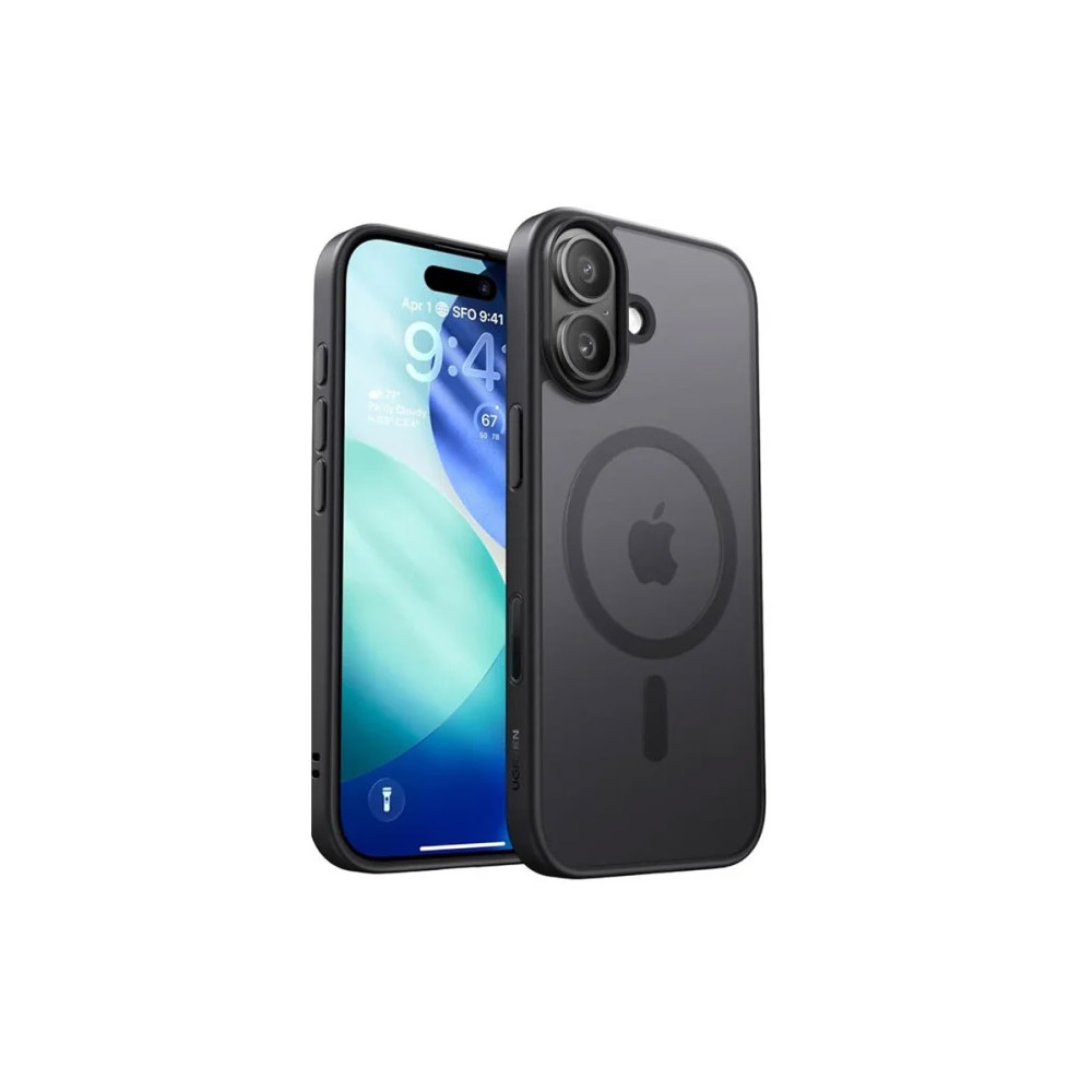 UGREEN Black Frame Frosted Back Plate Magnetic Protective Case for iPhone 15/17
