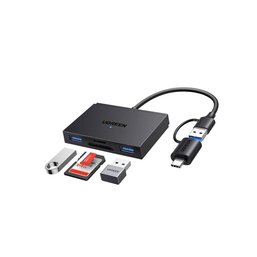 UGREEN – CM812 4-in-1 USB-C & USB-A Card Reader with USB Ports – SD, TF, and Data Transfer Solution – 45167