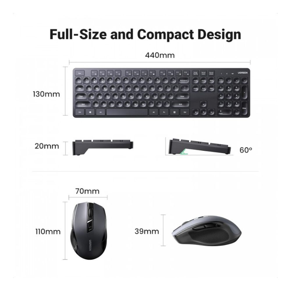UGREEN Combo Wireless Keyboard &amp; Mouse 2.4GHz