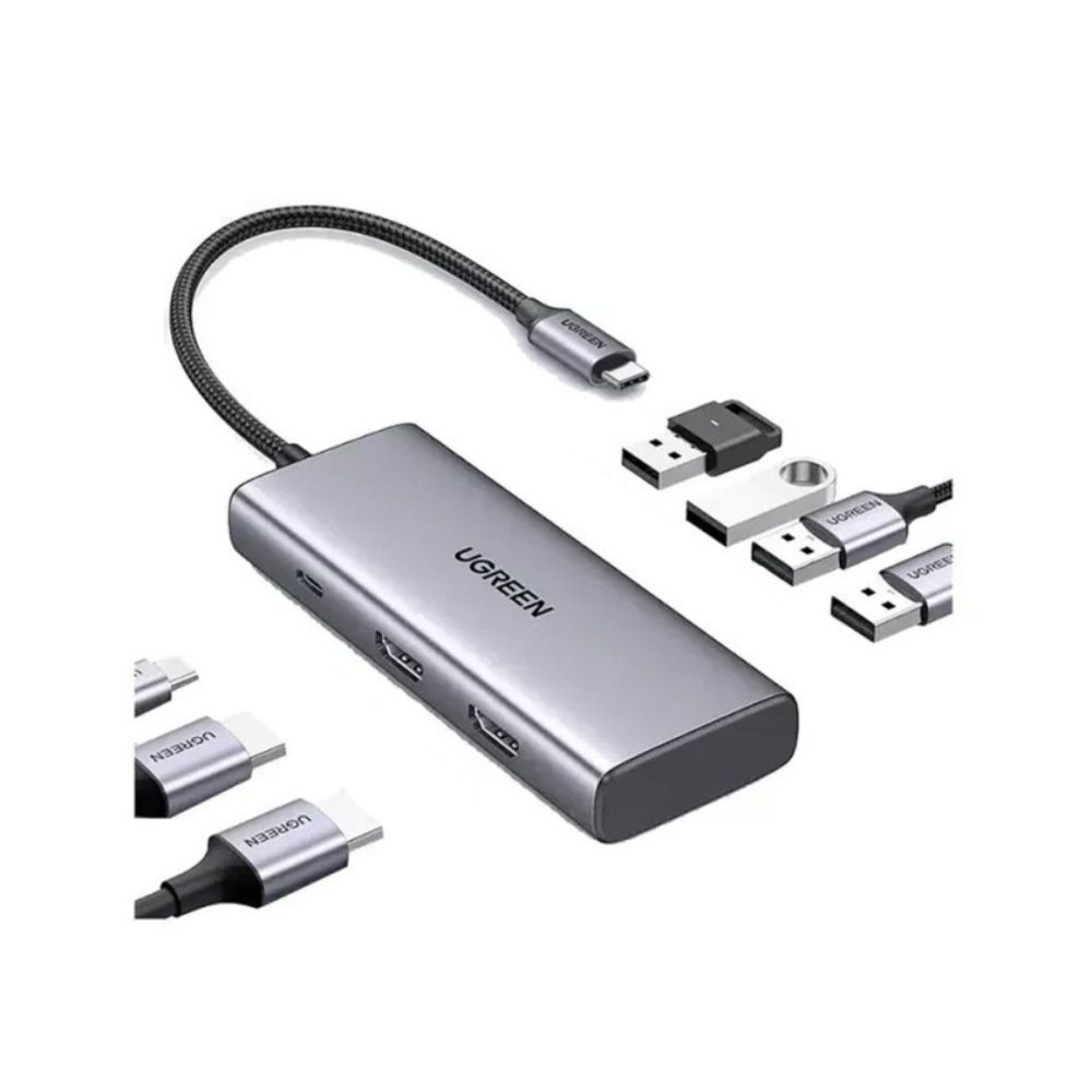 UGREEN Dual Display 7-in-1 USB-C HUB Docking Station 4x USB + 2x HDMI + PD Port