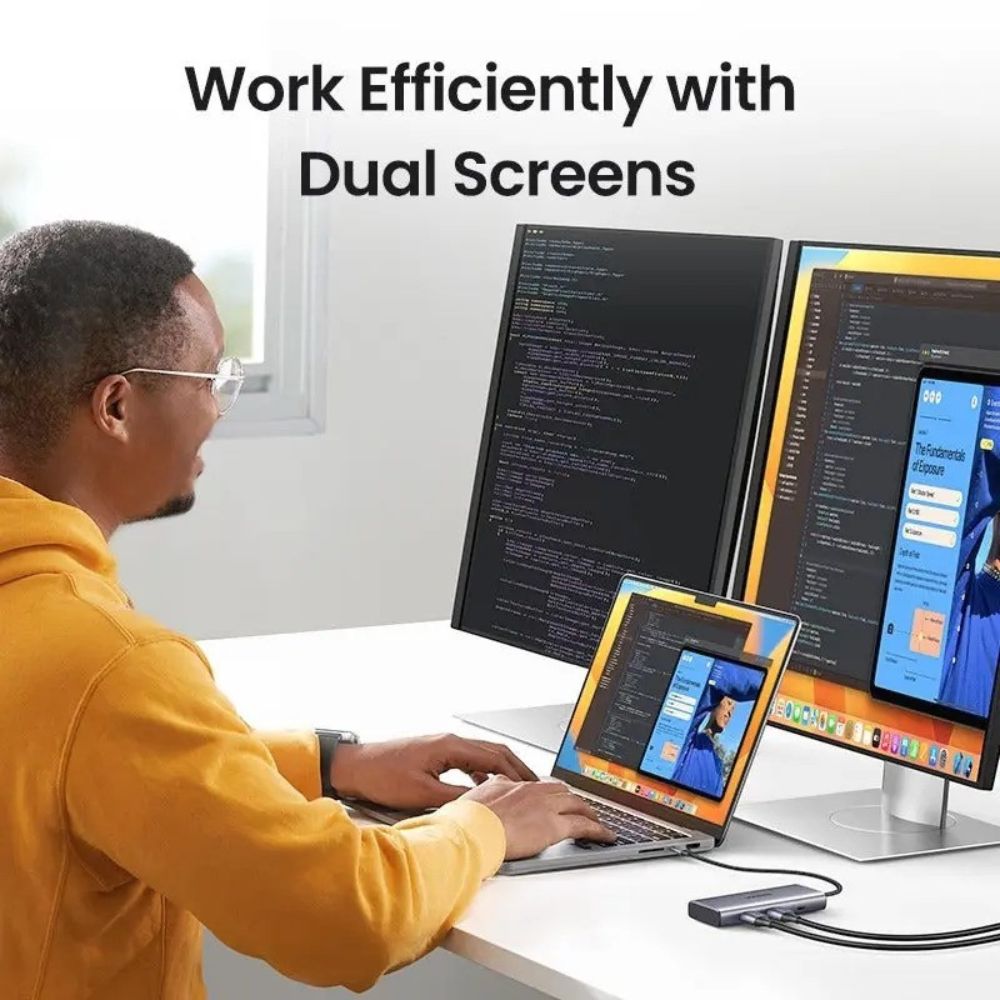 UGREEN Dual Display 7-in-1 USB-C HUB Docking Station 4x USB + 2x HDMI + PD Port