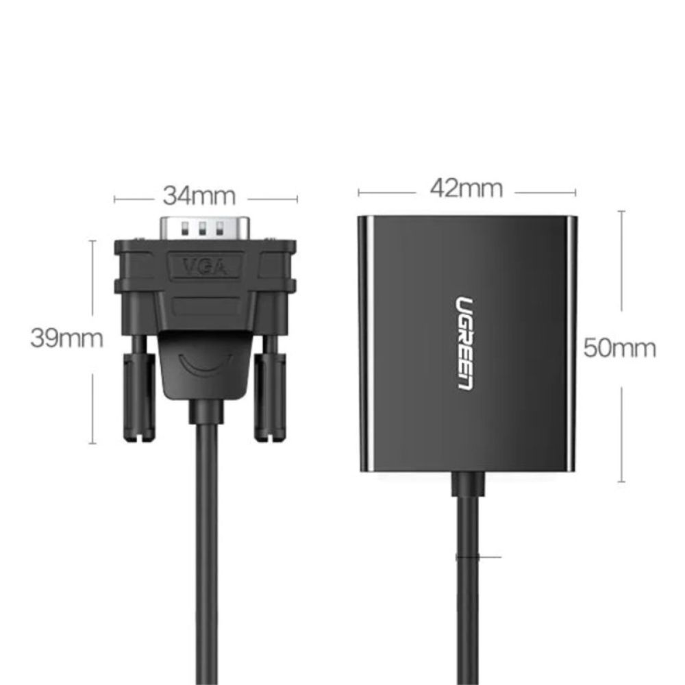 UGREEN Full HD VGA Male to HDMI Female Adapter Cable with 3.5mm Audio