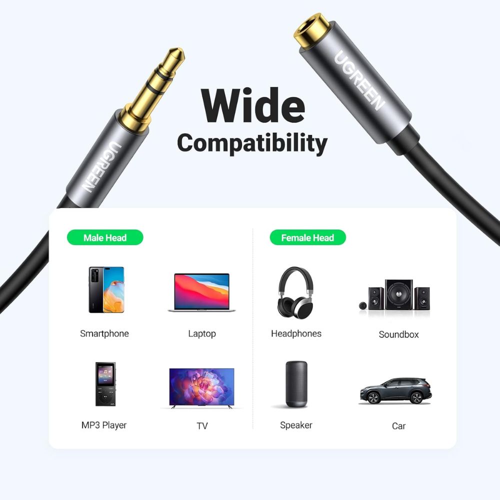 UGREEN Headphone Extension Cable 3.5mm Aux