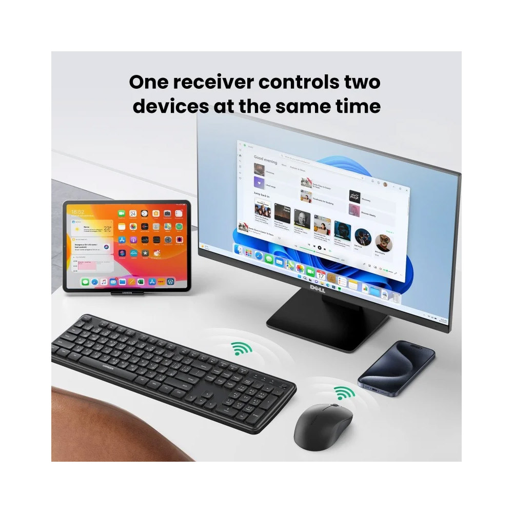 UGREEN – MK331 Built Strong. Built Smart. Comfortable Wireless Eng/Arabic Keyboard& Mouse Combo 65781