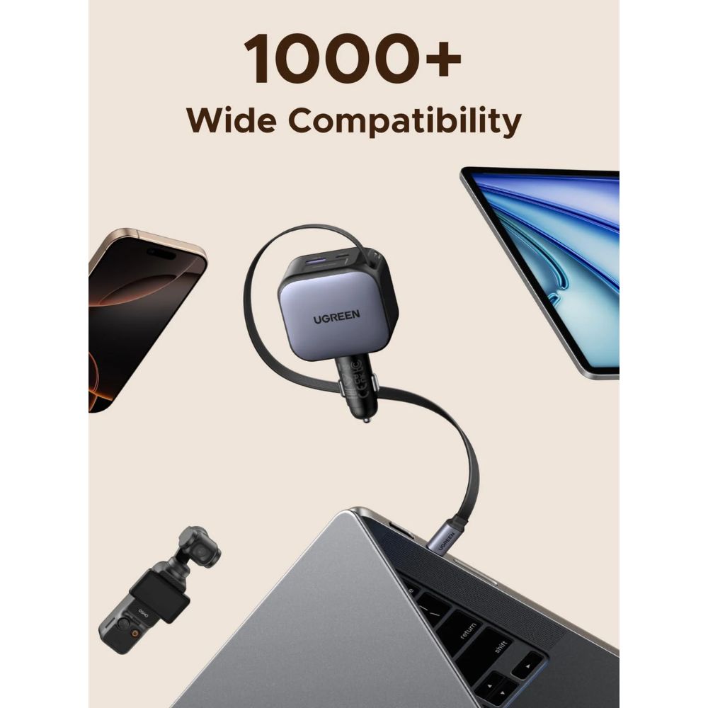 UGREEN Nexode 90W Retractable Car Charger