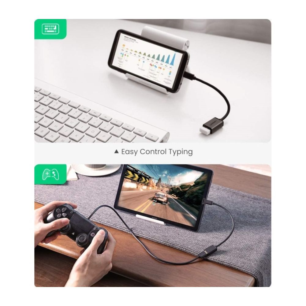 UGREEN OTG Cable Adapter from Micro-USB Male to USB-A Female – 15Cm