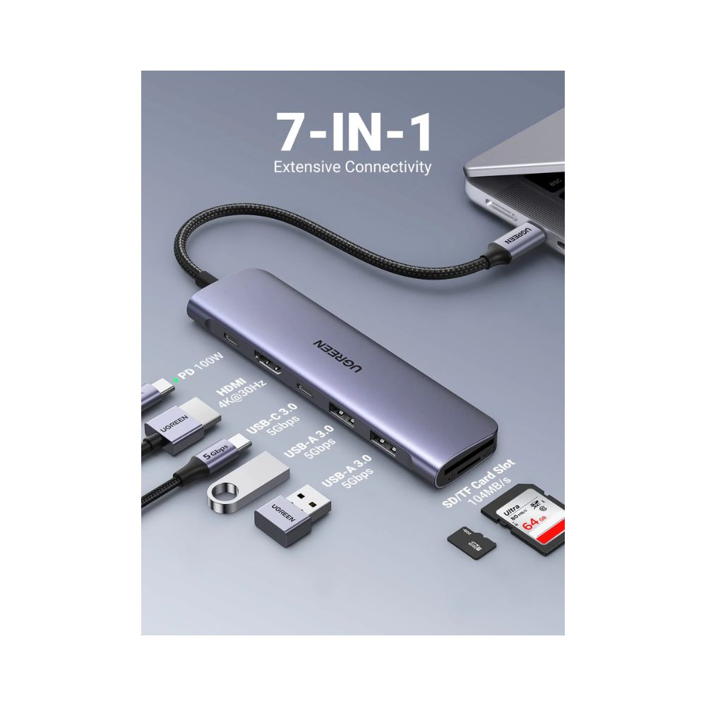 UGREEN Revodok 1071 7-IN-1 USB-C Hub (95W PD, 4K@30Hz HDMI)