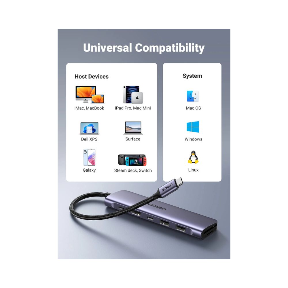 UGREEN Revodok 1071 7-IN-1 USB-C Hub (95W PD, 4K@30Hz HDMI)