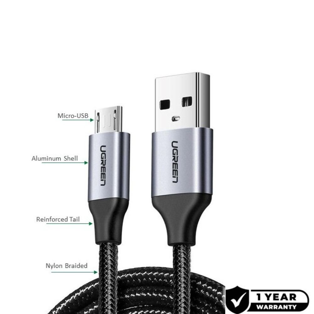 UGREEN USB-A to Micro USB Braided Cable Fast Charge 1.5M