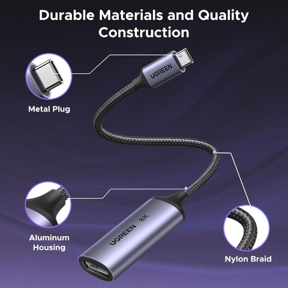 UGREEN USB-C Male to Display Port Female Braided Convertor