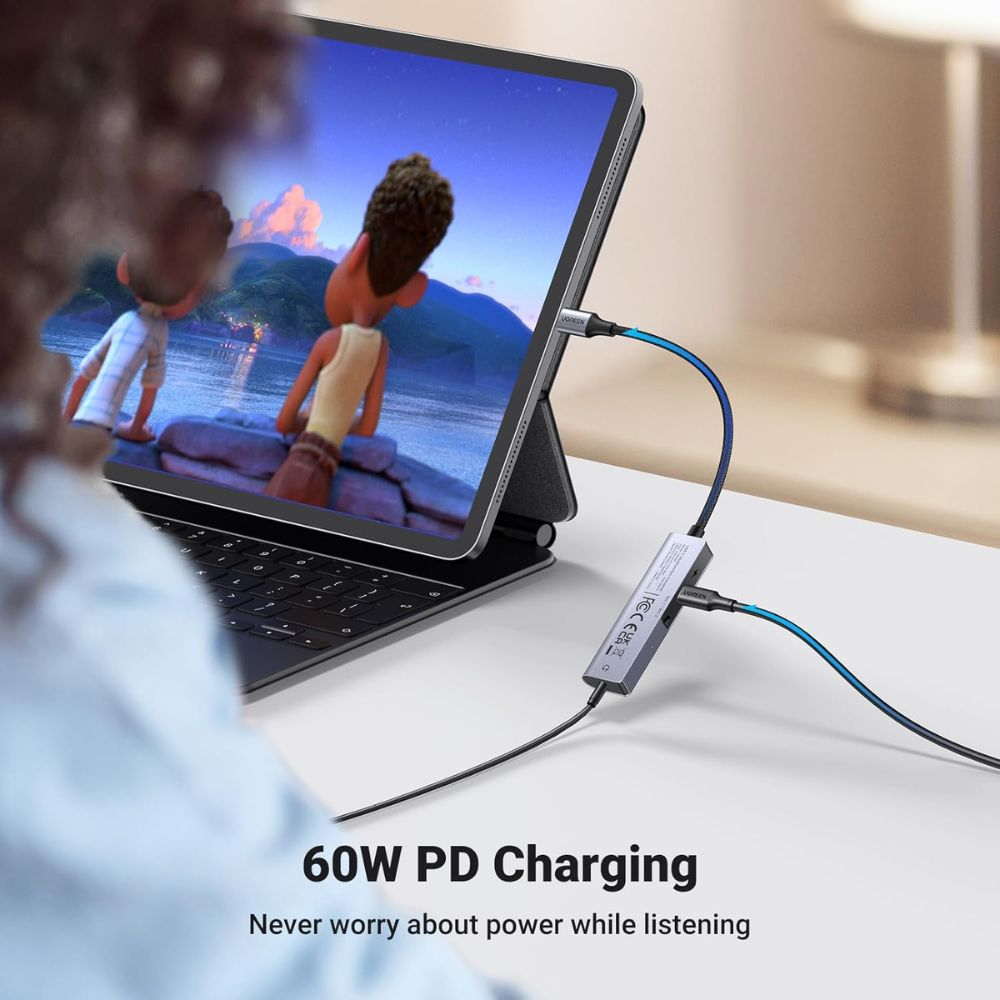 UGREEN USB C to 3.5mm Headphone &amp; USB-C Charging Port Built-In Microphone