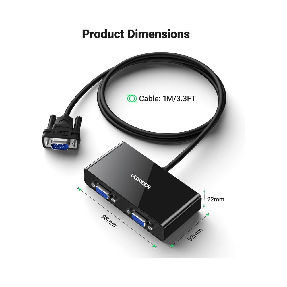 UGREEN VGA Splitter 1 in 2 Output Display Duplication Support Mirror