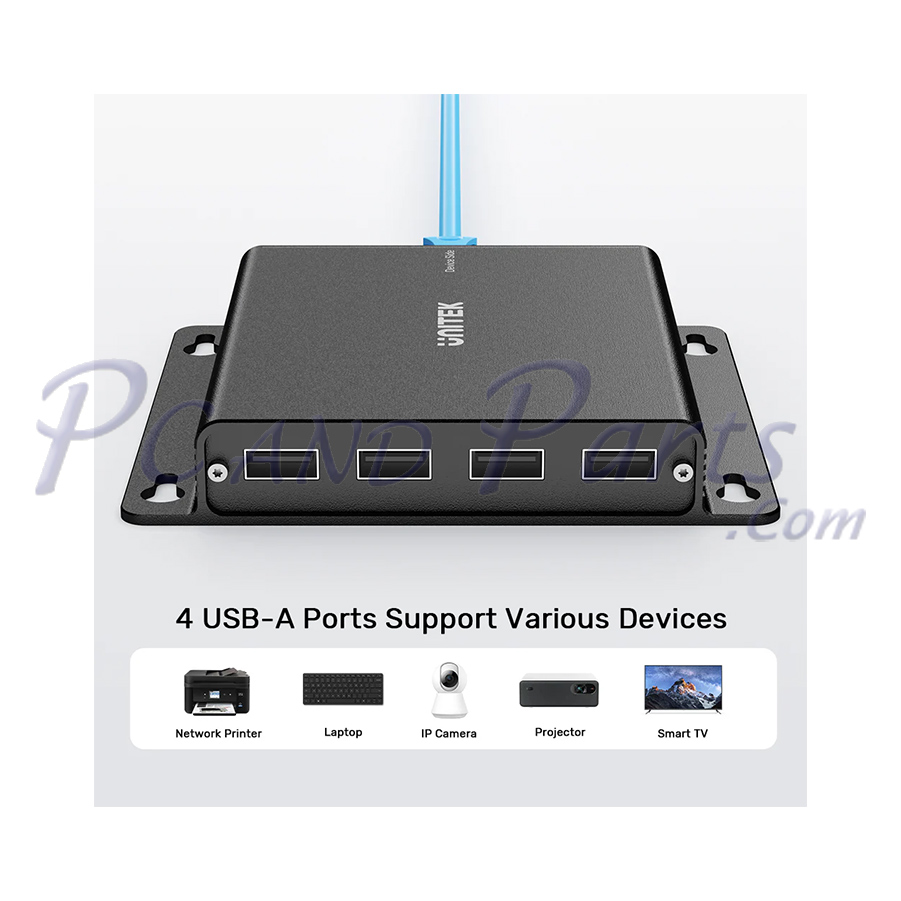 Unitek 150M USB Extender Over Ethernet with 4-Port Hub