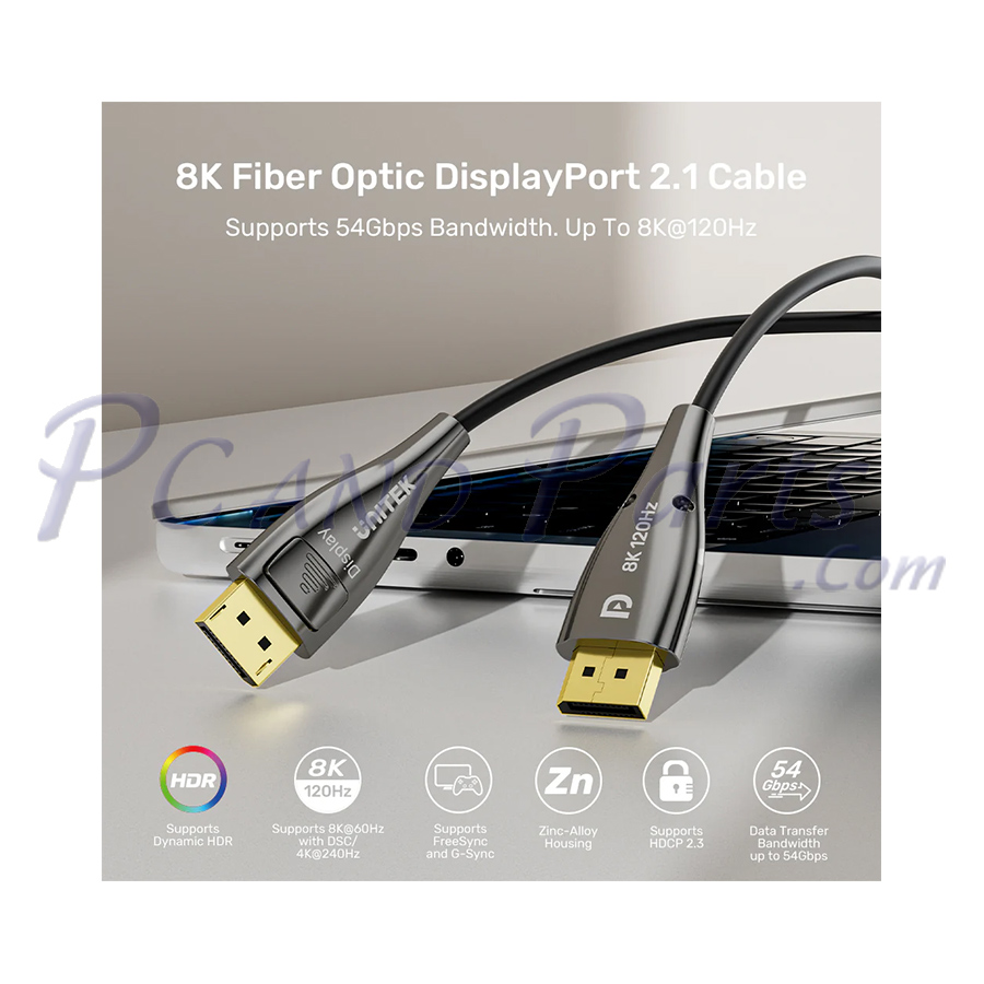 Unitek 8K Fiber Optic DisplayPort 2.1 Cable 10M