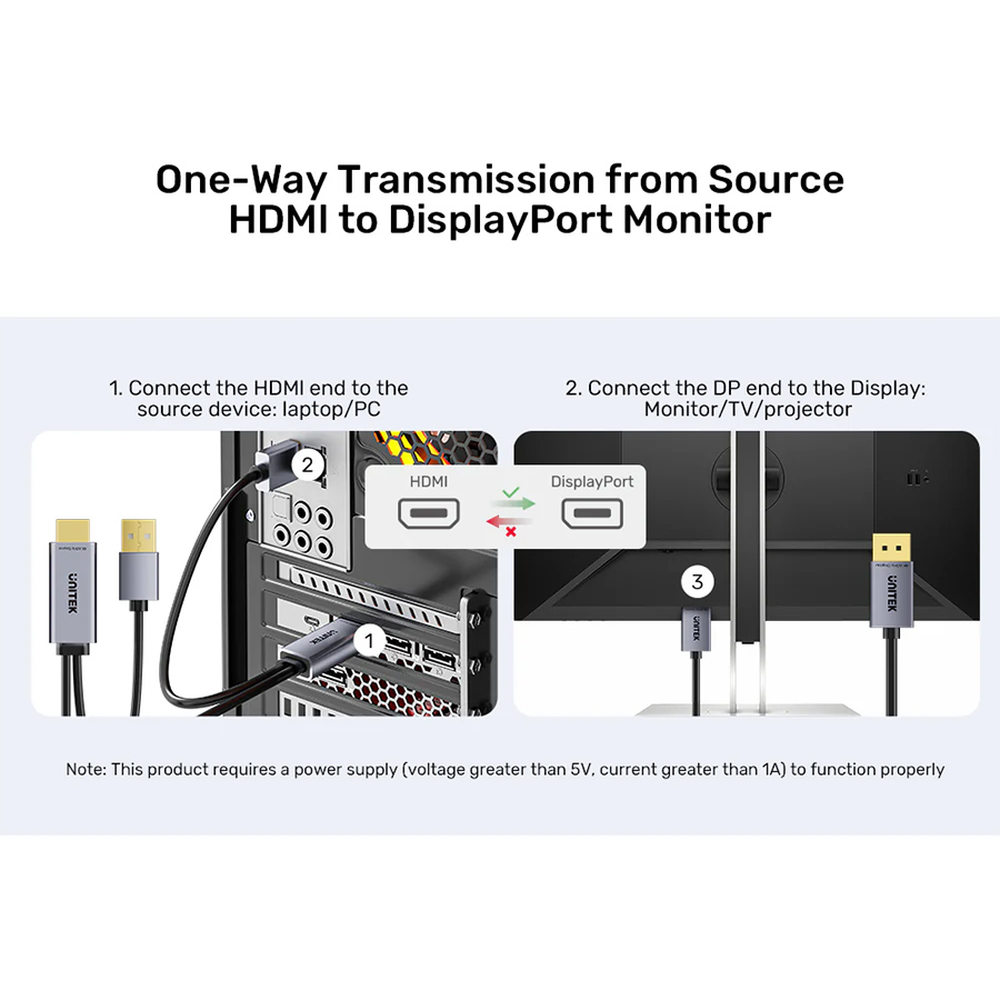 Unitek HDMI to DisplayPort 4K Cable 1.8M