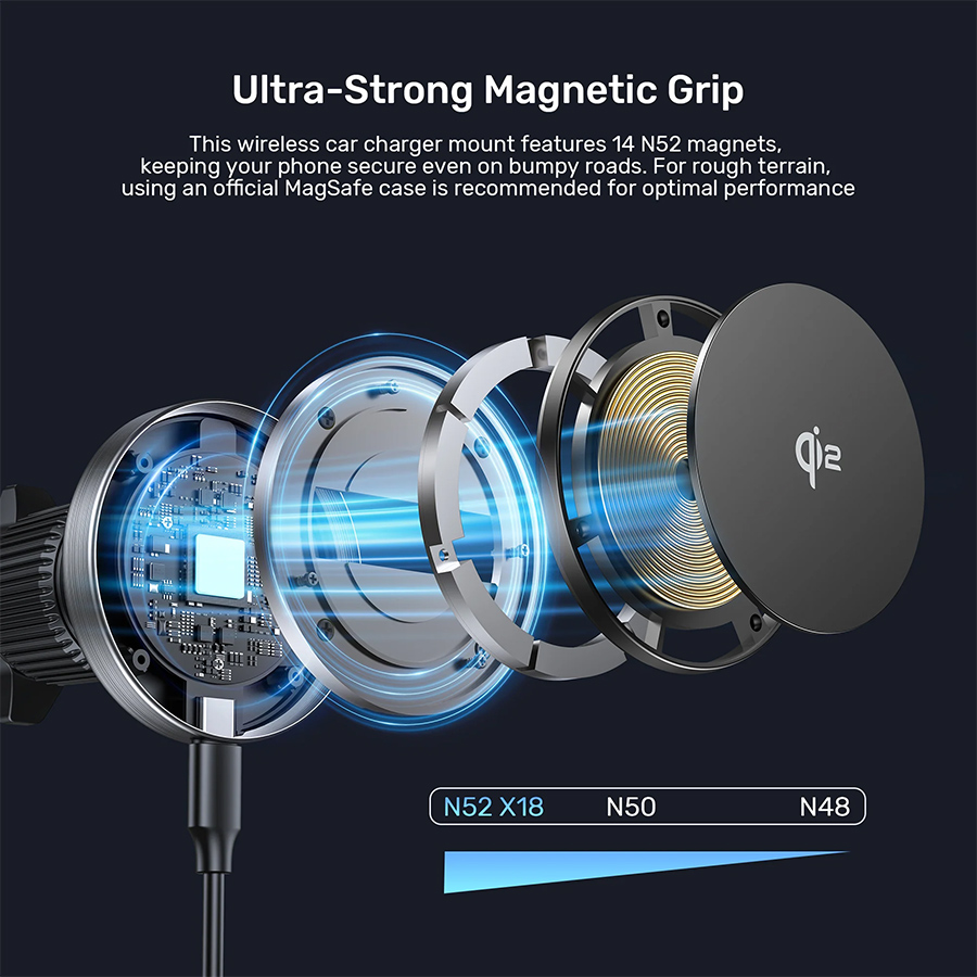 Unitek Qi2 Magnetic Wireless Car Charger