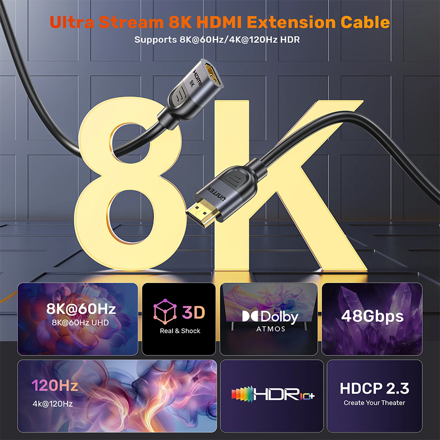 Unitek Ultra Stream 8K HDMI 2.1 Extension Cable 3M