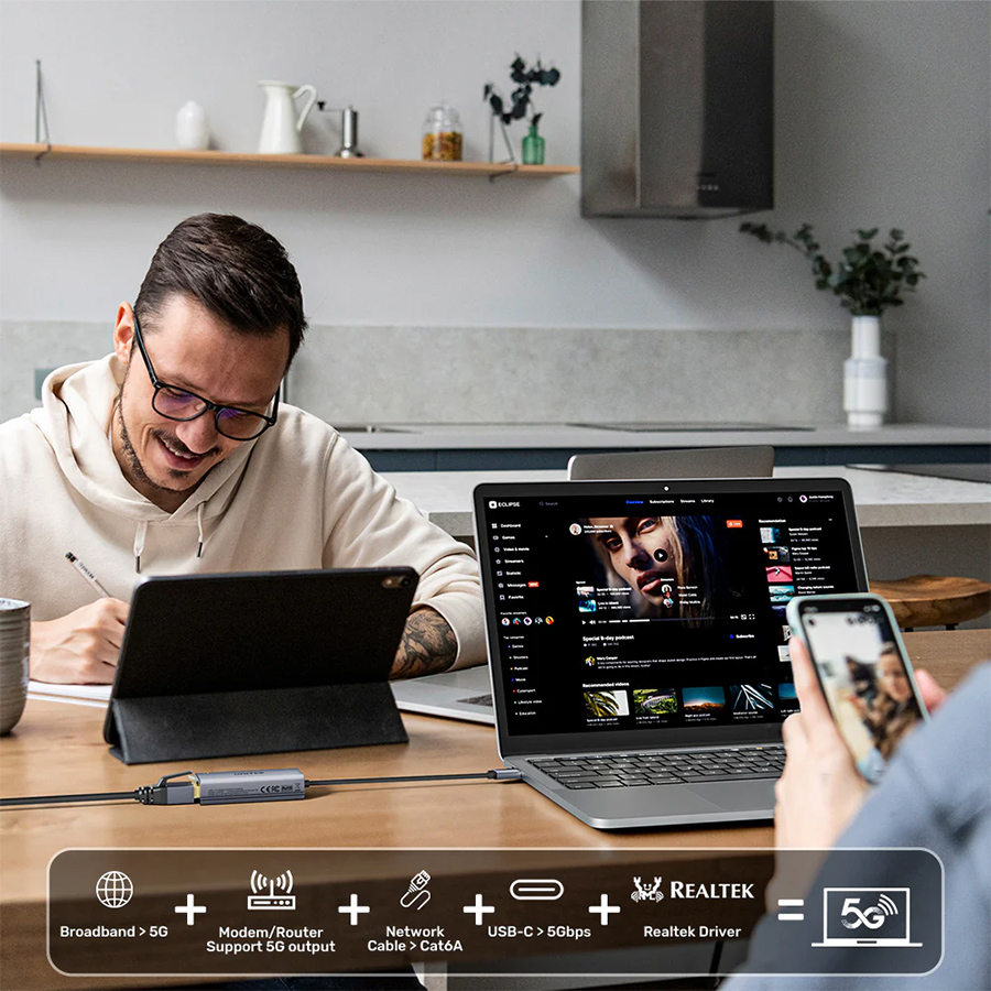 Unitek USB-C to 5Gbps Ethernet Adapter | U1343AGY01