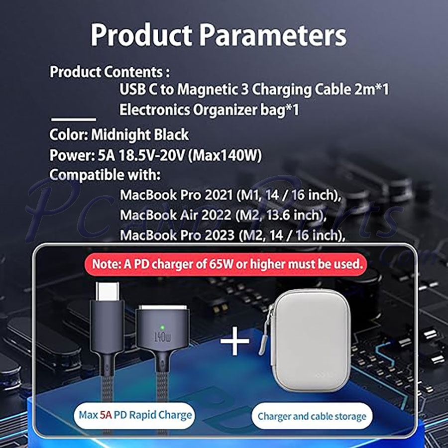 Unitek USB-C to Magnetic 3 Charging Cable 140W
