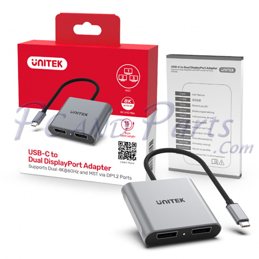 Unitek V1404A USB-C to Dual DisplayPort Adapter