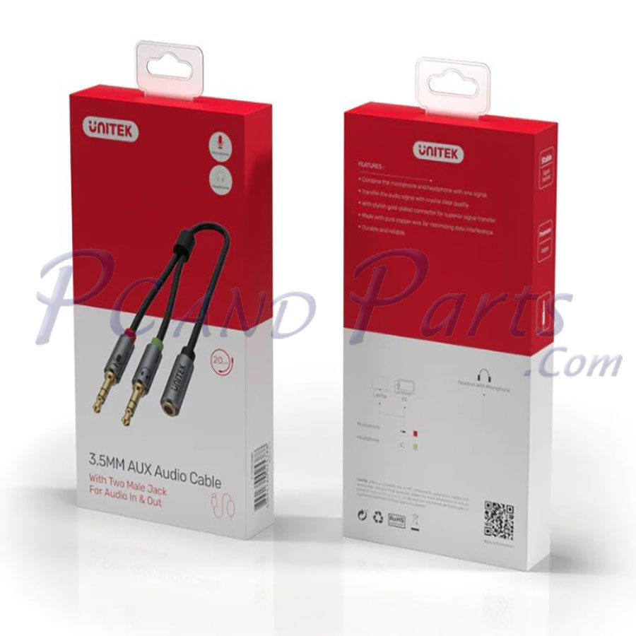 Unitek Y-C957ABK Headset Adapter Stereo Audio Cable