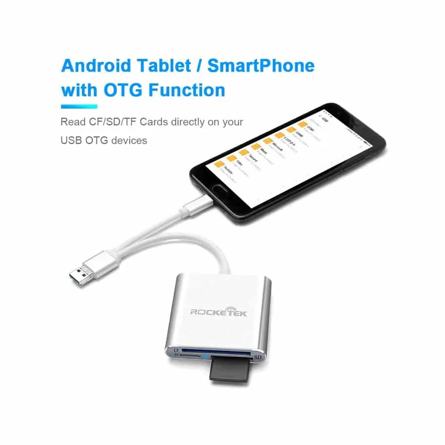 USB C CF Card Reader, CF Card Reader 3-in-1 Micro USB to USB Type-C