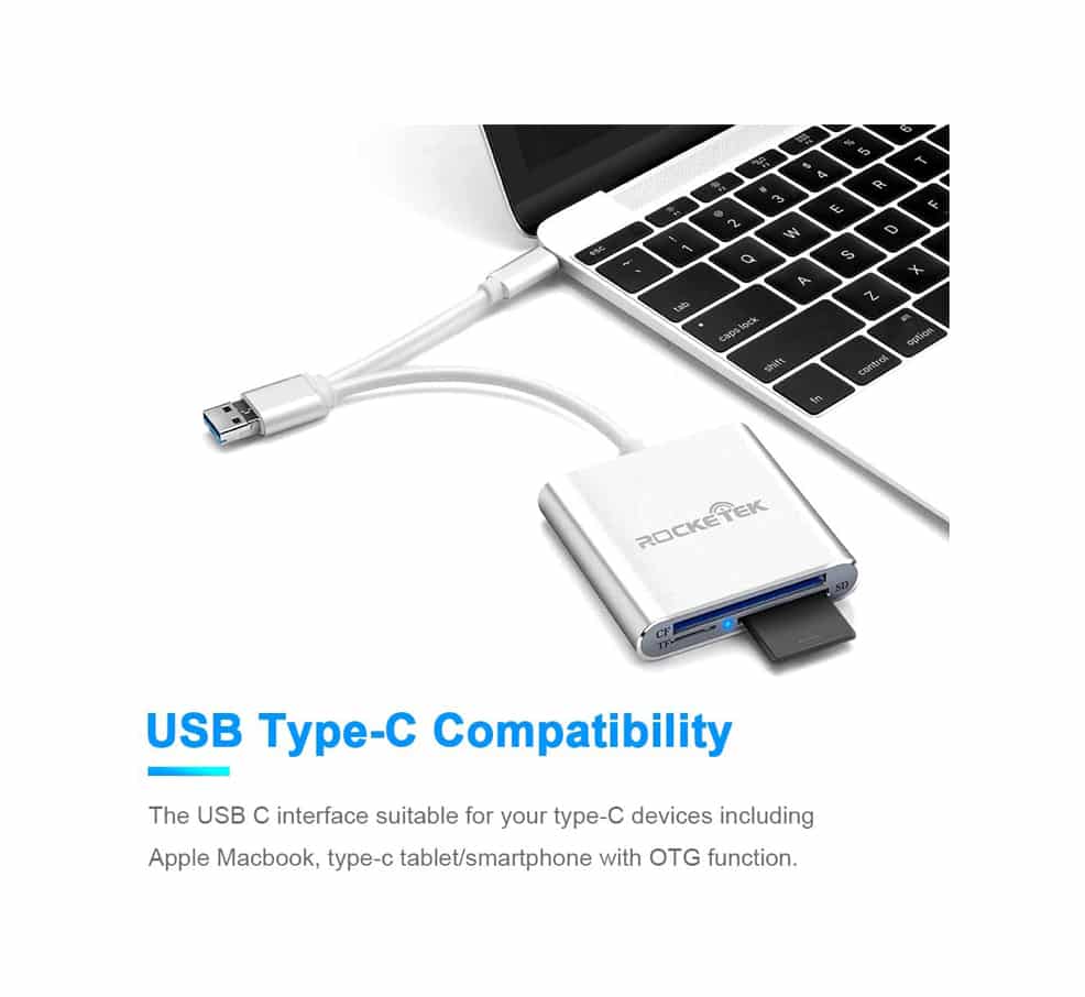 USB C CF Card Reader, CF Card Reader 3-in-1 Micro USB to USB Type-C